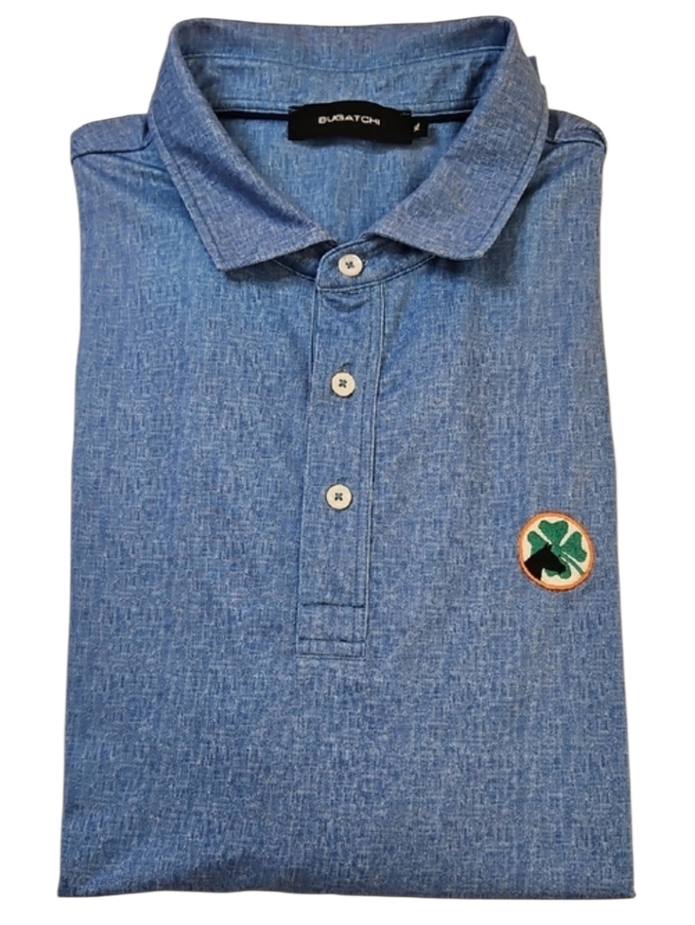 Bugatchi Light Blue Heather Polo XL ** Due Process Stable Golf Course**Logo🐎🍀